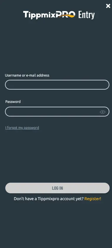 TippmixPro Casino prihlaseni -- vstup do uctu pres e-mail a heslo